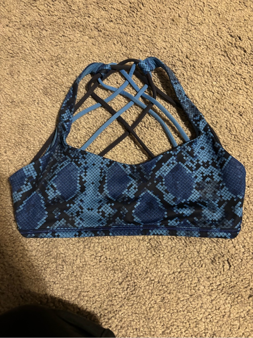 Lululemon Blue Snake-Print Strappy Women’s bra